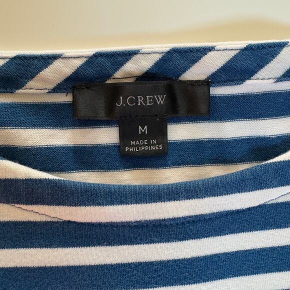 J. Crew Knit Front Pocket Blue White Stripe Shift Dress Size Medium EUC Preppy - Picture 5 of 10